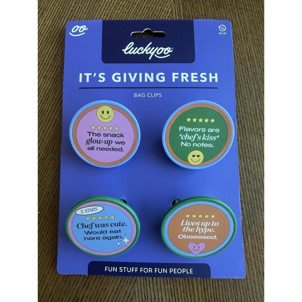 NEW Luckyoo Bag Clips Chip Clips Set Of 4 Kitchenware Novelty Gift